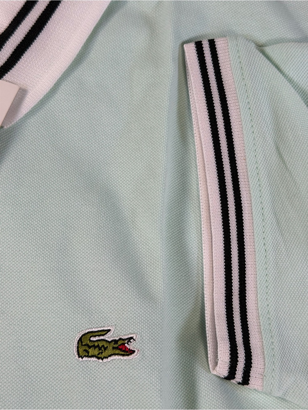 Lacoste Polo in Mint Green with Black & White Trim - Picture 3 of 3